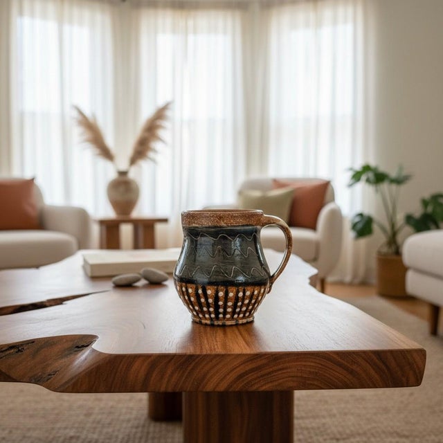 Brown Late 20th Century Lovejoy Pottery Nc Studio Mug-Signed-Handmade-Rustic Wabi Sabi Ceramic-Artisan For Sale - Image 8 of 9