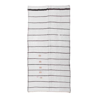 Striped Vintage Turkish Hemp Kilim Rug - 4`11" X 10`6" For Sale