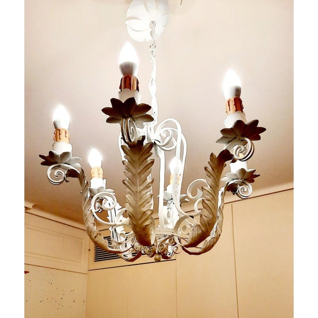Wrought Iron Chandelier, 1930s For Sale - Image 4 of 9