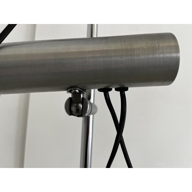 Metal Space Age 2-Light Floor Lamp in Brushed Metal, Italy, 1960s For Sale - Image 7 of 11