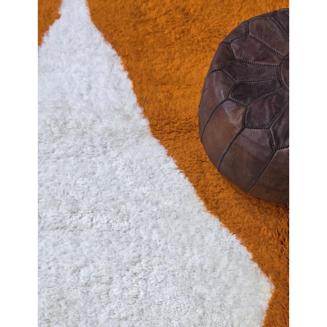 Burnt Orange Burnt Orange Moroccan Wool Rug - 9.8 X 8.5 Ft For Sale - Image 8 of 10