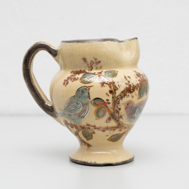 Ceramic hand painted vase by Catalan artist Diaz Costa, circa 1960. Manufactured in Spain. Signed. In original condition,...