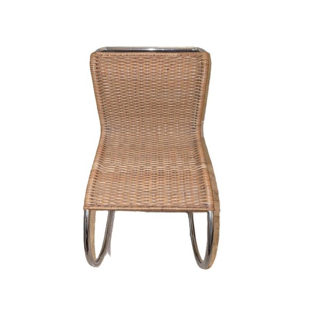 Wood Attributed to Mies Van Der Rohe Chairs - 1970's Cantilevered Caned/Chrome Chairs For Sale - Image 7 of 7