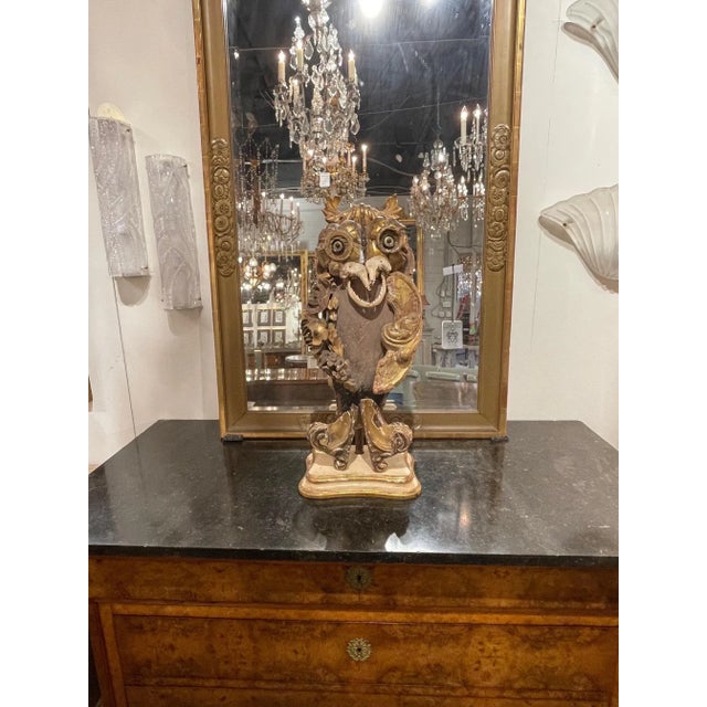 18th century Italian sculpture of an owl made of fragments including a jaw. So interesting. A real conversation piece!