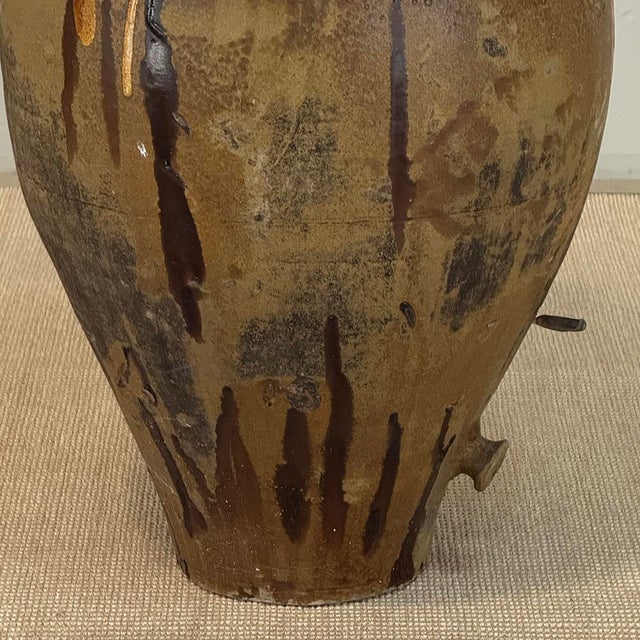 Antique Italian Glazed Terracotta Olive Oil Jar With Spout For Sale - Image 16 of 18