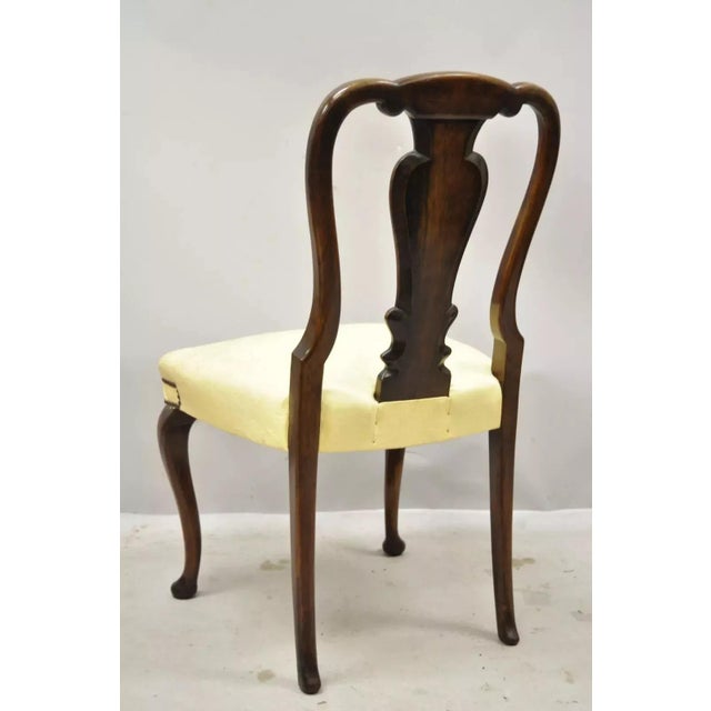 Antique 19th Century English Queen Anne Burr Walnut Splat Back Dining Side Chair For Sale - Image 9 of 10