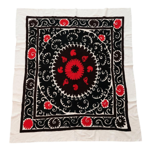 Hand-Embroidered Brown Suzani Textile Wall Art
