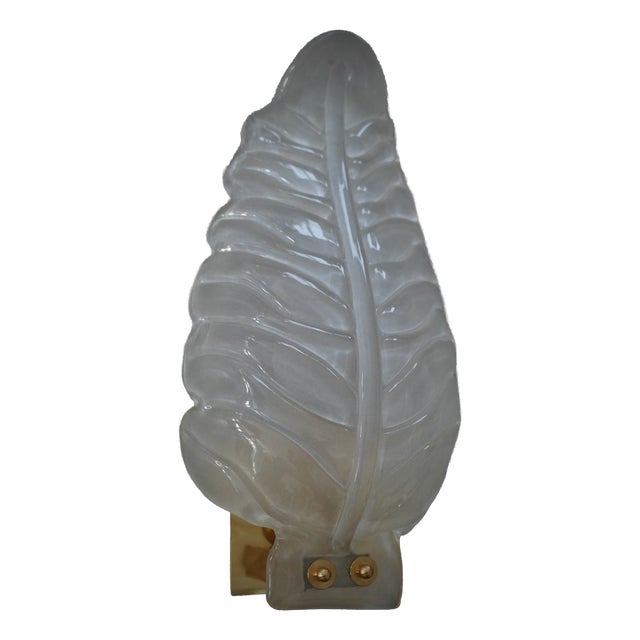 Murano Art Glass Sandblasted Light White and Brass Wall Light and Sconces, 2000 For Sale