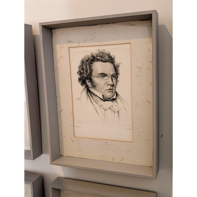 Gray 1930s Set of Eight (8) Signed Etchings of Famous Composers by Wilhelm Pech For Sale - Image 8 of 12