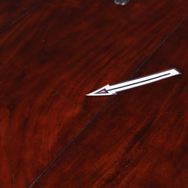 1990s Large Mahogany Slab Table With Chrome Accents For Sale - Image 9 of 9