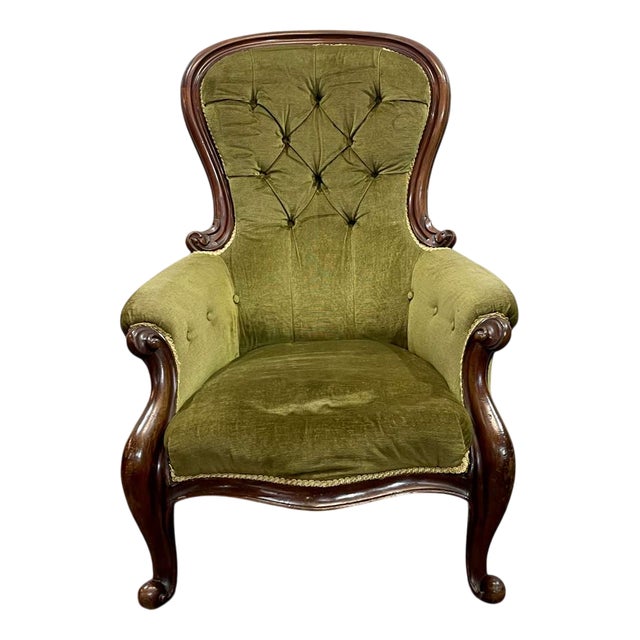 19th Century Victorian Armchair in Mahogany For Sale