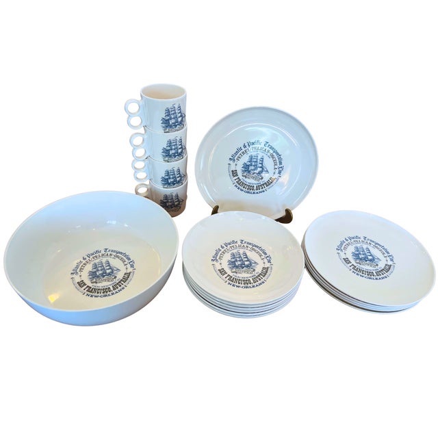 Vintage Nautical Melamine Service for 6, 1970s, Set of 17 For Sale - Image 10 of 10
