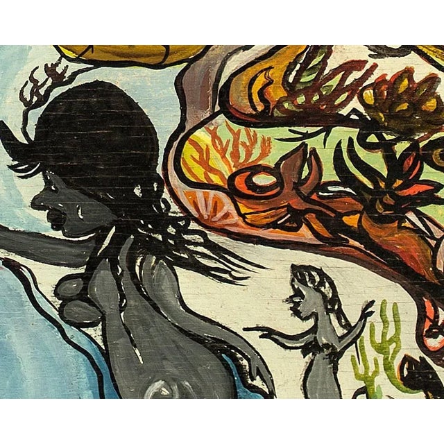 Folk Art Unknown, Naive Abstract Landscape Folk Art 20th Century For Sale - Image 3 of 6