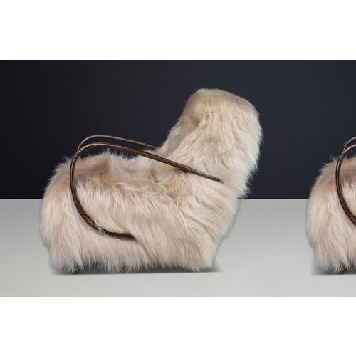 Lounge Chairs in Icelandic Sheepskin from Jindřich Halabala, 1940s, Set of 2 For Sale - Image 17 of 18