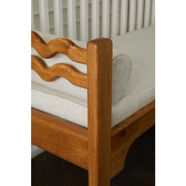 Sunday Day Bench in Oak and Linen by Fosfeen For Sale - Image 4 of 5