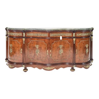 French Style Green Marble Top Sideboard / Enfilade For Sale
