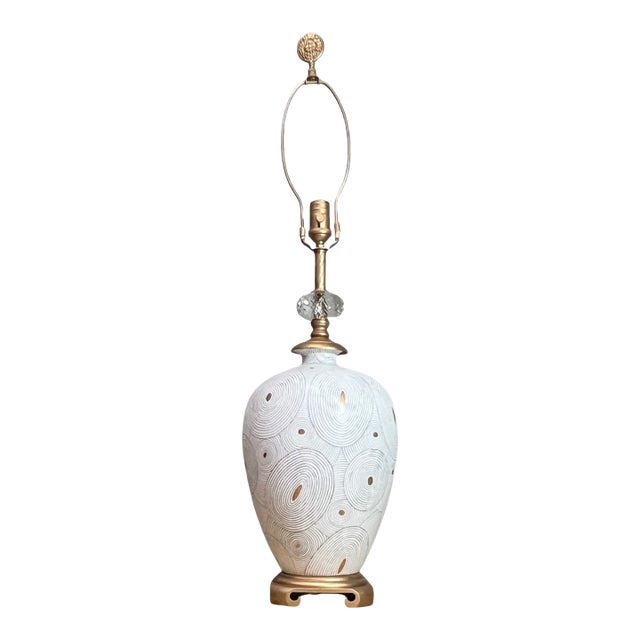 John Richard White Porcelain Abstract Nested Oval Gold Pattern Table Lamp For Sale