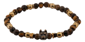 Freedom Wolf Tiger's Eye Stone Men's Bracelet