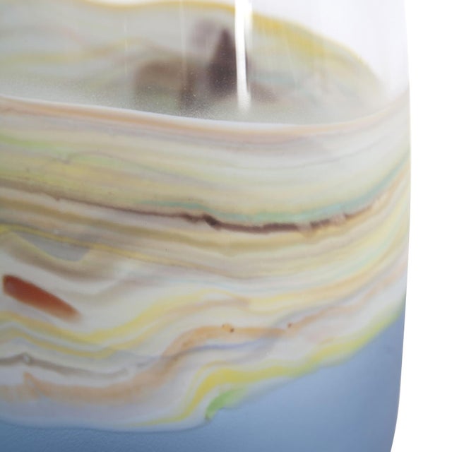 Kenneth Ludwig Chicago Cyprus Tall Wide Mouth Hand Blown Glass Vase For Sale - Image 4 of 7