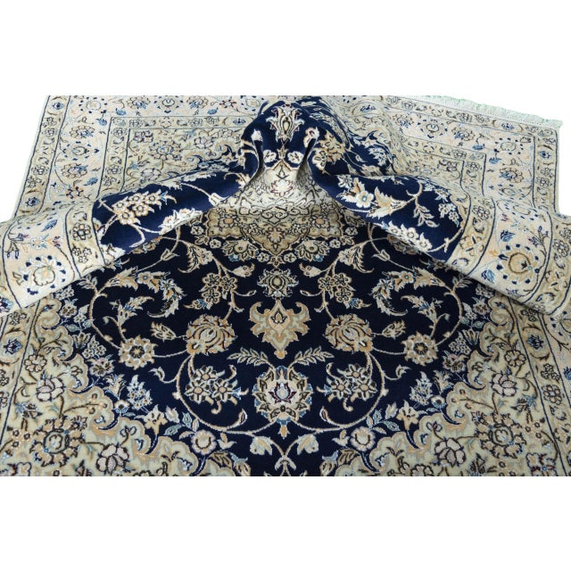 Hand-Knotted Nain Rug with Floral Medallion For Sale - Image 10 of 12