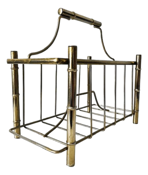 Vintage Hollywood Regency Newspaper Rack in Faux Bamboo, 1960s