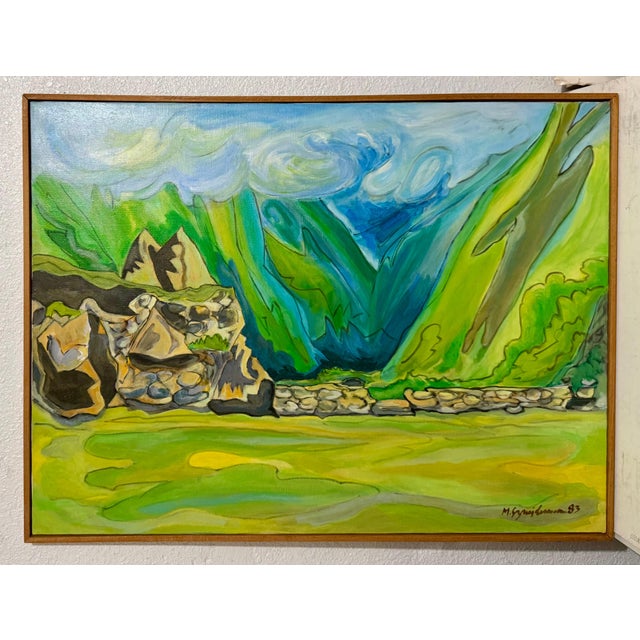 Modern Marius Sznajderman, Large Venezuelan Modernist Abstract Oil Painting Machu Picchu Marius Sznajderman, 1983 For Sale - Image 3 of 9