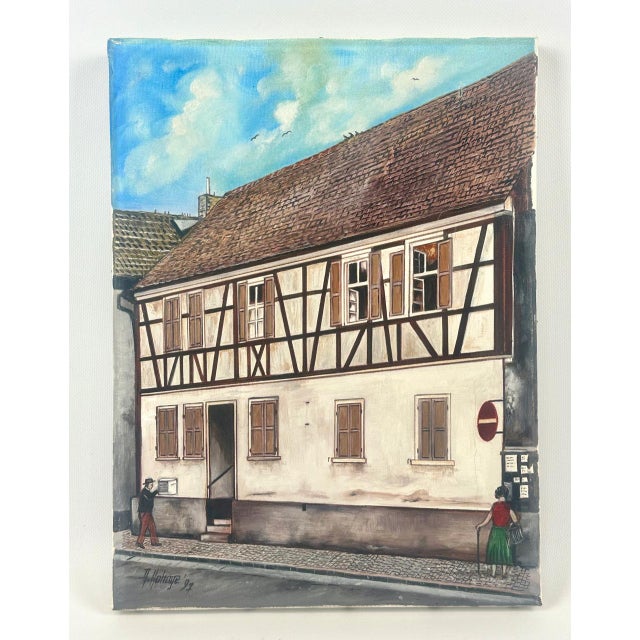 A. Hohage, Houses, 1997, Oil on Canvas, in Flawless conditions. Designed 1990 to 1999 This piece has an attribution mark,...