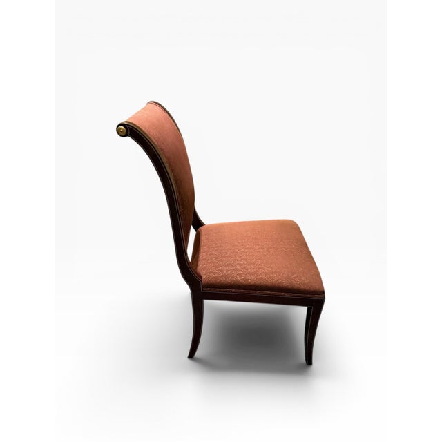 Maroon Kindel Mahogany Sleigh Back Side Chair With Hand-Painted Gold Accents For Sale - Image 8 of 12