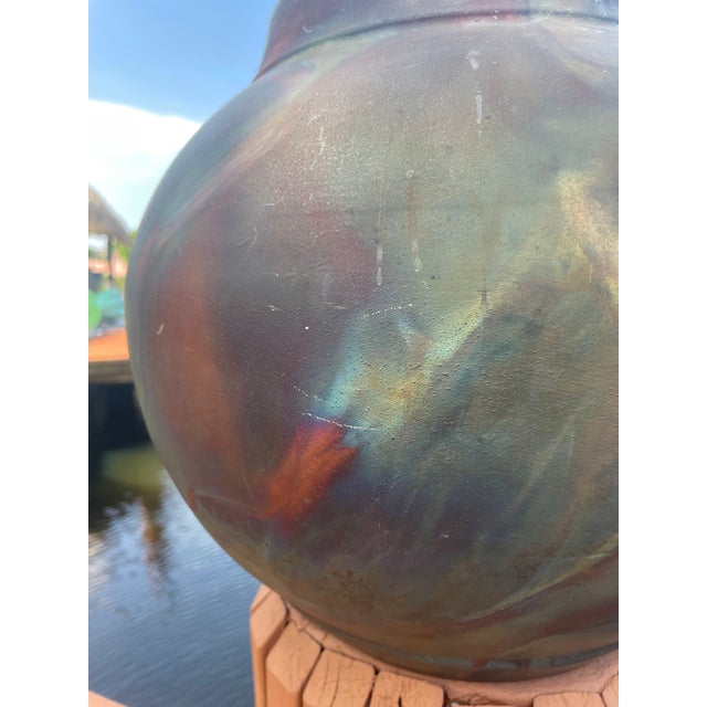 Modern Vintage Tony Evans Studio Pottery XL Raku Pot For Sale - Image 3 of 12