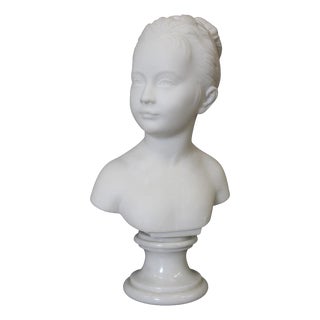 Bust of Young Woman Marie Louise Brongniart in Carrara Marble, 1900 For Sale