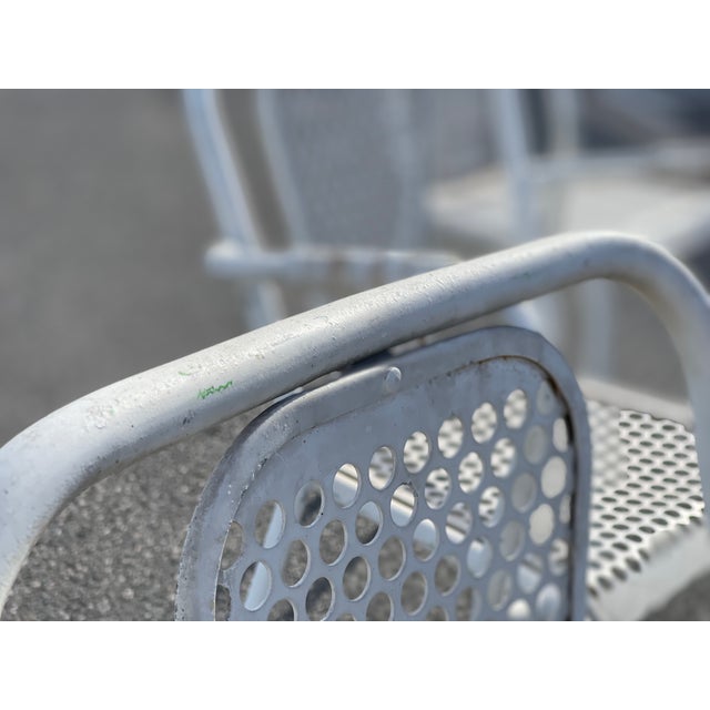 White Industrial Metal Bistro Armchairs by Rene Malaval, France, 1950, Set of 3 For Sale - Image 8 of 11