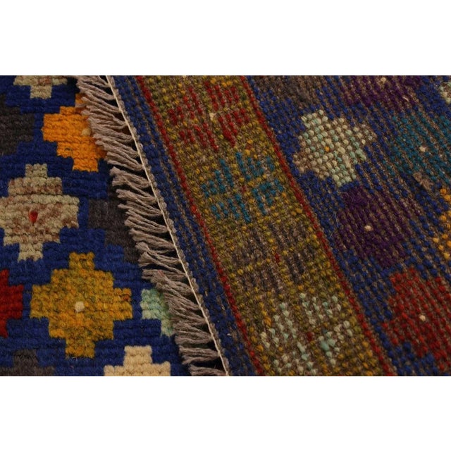 Metal 1990s Tribal Balouchi Blue/Gold Wool Rug - 4′10″ × 6′8″ For Sale - Image 7 of 8