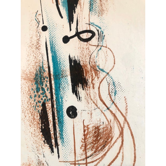 1940s Konrad Cramer, 1940's Abstract Composition Jazz Lithograph Pencil Signed and Dated WPA Artist, 1949 For Sale - Image 5 of 6