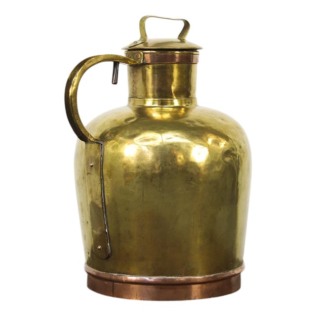 Large Rustic Farmhouse French Brass Canne à Lait or Milk Jug For Sale