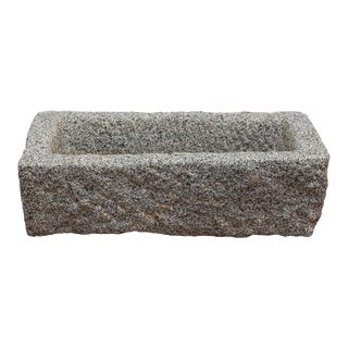 Primitive Hand-Carved Granite Basin For Sale