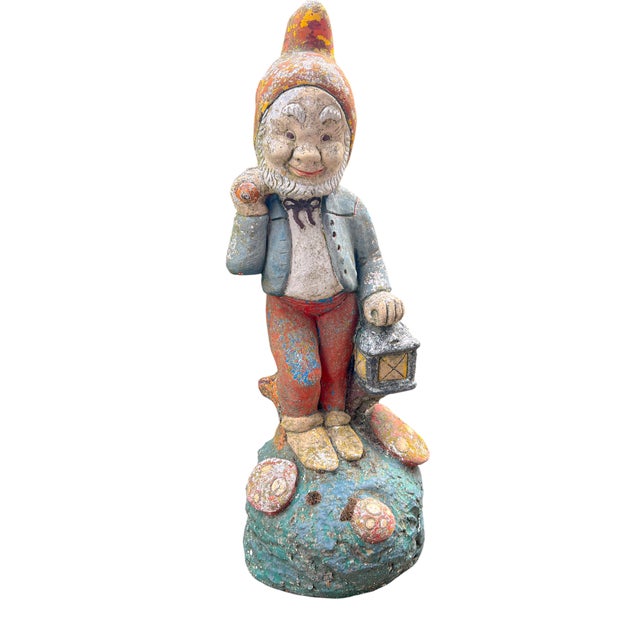 A very charming garden gnome from the 1950s, made of (heavy)concrete and still retaining its original coat of paint. Oh,...