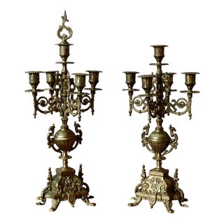 Napoleon III Baroque Brass Candlesticks, 1890s, Set of 2 For Sale
