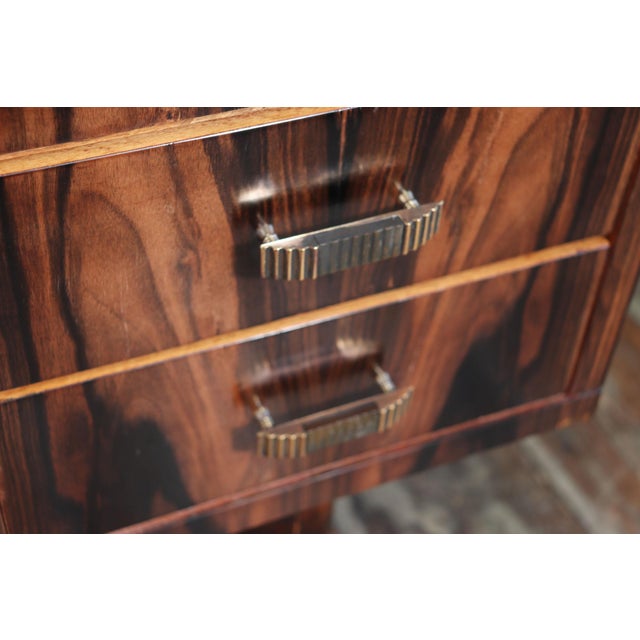Art Deco Italian Macassar Ebony Desk with Leather Top, 1950s For Sale - Image 9 of 18