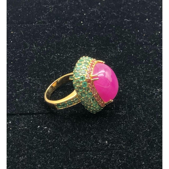 Bochic "Orient" Vintage Natural Emerald & Ruby Ring Set In 18K Gold &Silver For Sale In New York - Image 6 of 18
