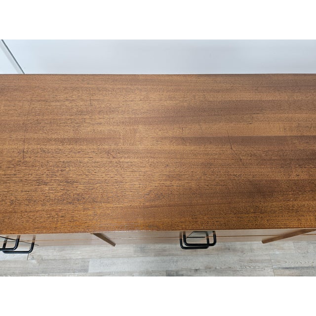 Metal Vintage Walnut Chest of Drawers with Iron and Brass Details, 1960 For Sale - Image 7 of 18