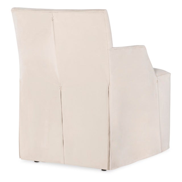 2020s Tara Shaw for Century Furniture Stefano Skirted Chair - Taupe Suede For Sale - Image 5 of 6