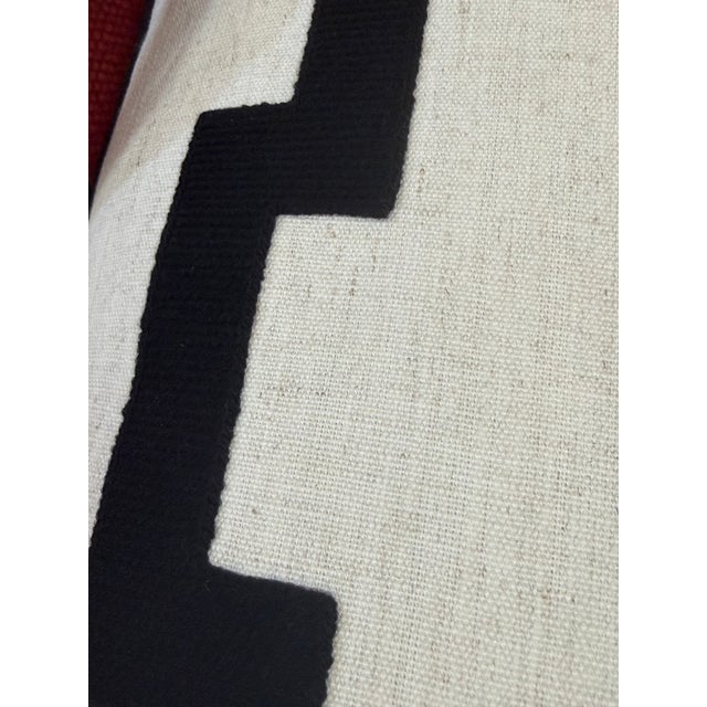 Textile Black and White Geometric Pillow With New Insert For Sale - Image 7 of 9