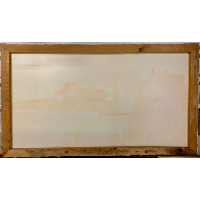 Beautiful waterfront scene. Oil painting on canvas. Ready to be framed. Artist unknown Dimensions: 44" x 26"