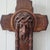 Brown Antique Art Deco Hand Carved Oak Crucifix Face of Jesus Wall Cross 25" Tall For Sale - Image 8 of 18