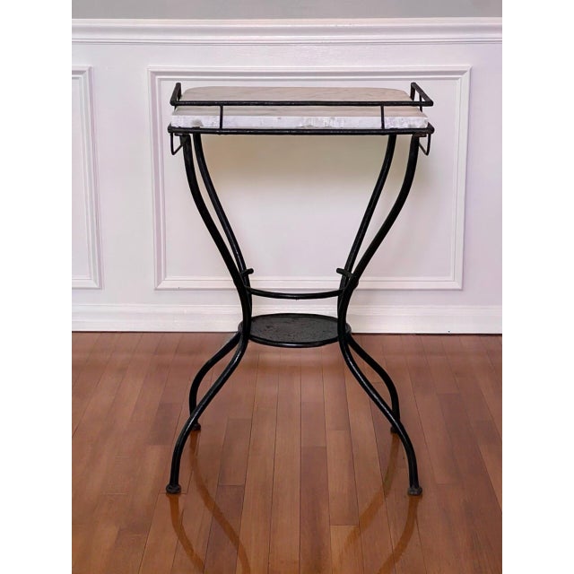 Art Deco Iron and Marble Industrial Table for Kitchen, Bathroom, Patio, 1930s For Sale In Philadelphia - Image 6 of 17