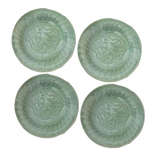 Celadon Koi Fish Plates - Set of 4 For Sale