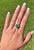 Metal Natural 3.22 Carat Pear Cut Colombian Emerald With Baguette Diamond Side Stone R, Size 7 For Sale - Image 7 of 8