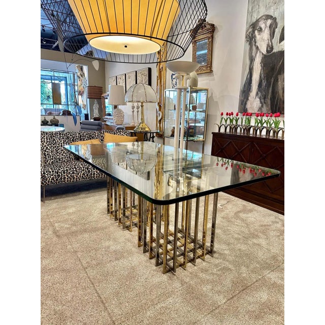Metal Pierre Cardin Cage Style Base Dining Table in Mixed-Metals For Sale - Image 7 of 12