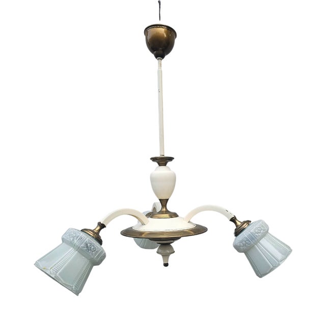 Brass and Glass Chandelier from Cichoń Lighting, 1960s For Sale