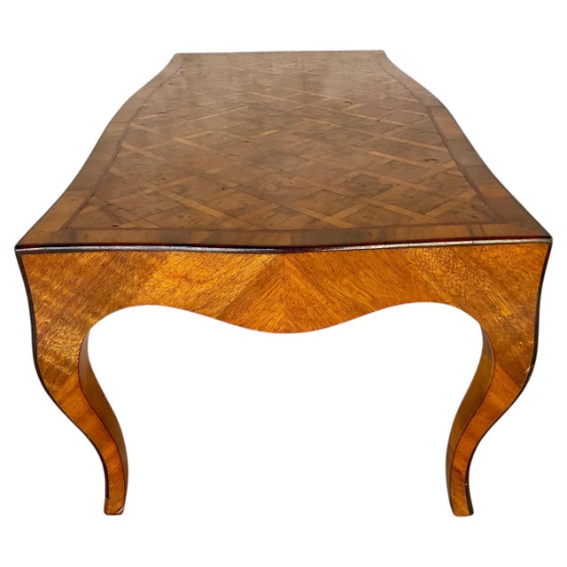 Brown Italian Burlwood Parquetry Coffee Table With Satinwood Inlay For Sale - Image 8 of 13